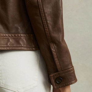 Chaqueta de Cuero Genuino para Mujer, Corta, Ropa Femenina de Alta Calidad, Nueva Moda 2025, Servicio OEM - Product Image 2