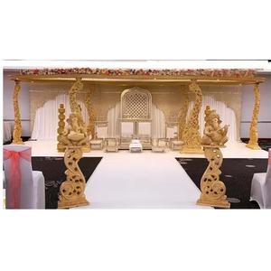 Mandap de mariage style paisley, mandap de mariage style paon doré en FRP, mandap de mariage en fibre style sri-lankais, décoration de mandap, New York - Product Image 1