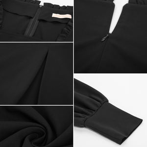 <span class=keywords><strong>Belle</strong></span> <span class=keywords><strong>Poque</strong></span> Mujer Vintage Vestido de cintura definida Manga larga Cuello cuadrado Vestido plisado A-Line - Product Image 6