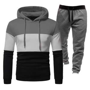 Ensemble de survêtement pour homme en deux pièces, streetwear d'hiver, uni, coupe régulière, grande taille, décontracté, entraînement, 100% coton - Product Image 6