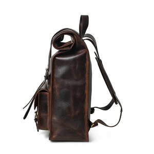 Personalized Leather Rolltop <b>Backpack</b> Full Grain <b>15</b>" <b>Laptop</b> Rucksack Personalized Hipster <b>Backpack</b> LRTB-0075 - Product Image 3