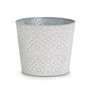 <b>White</b> Wash Galvanized Finished Decorative <b>Planter</b> Metal Iron Decorative Flower Pot and <b>Planter</b> Star Design Embossed - Product Image 5