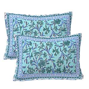 Turquoise Blue Floral Printed <b>King</b>-<b>Size</b> Double Bedsheet 2 Pillow Covers 3-Piece Comforter Set Home Stitched Technique Massaging - Product Image 3