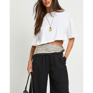 Camisetas de algodón 100% de calidad superior para mujer, fabricante de camisetas de marca privada con cuello redondo - Product Image 5