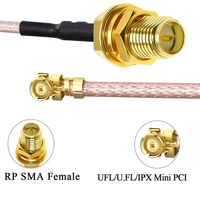 Cable coaxial de extensión de baja pérdida de 15 cm RP-SMA/MHF RG178 UFL, conjuntos de cable coaxial RF tipo pigtail, accesorios de conectores