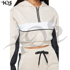 Women's Casual Striped Croptop Hood with Diamond Eco-Friendly <b>Jogger</b> Set Skinny Fit Spring/Summer - Product Image 3
