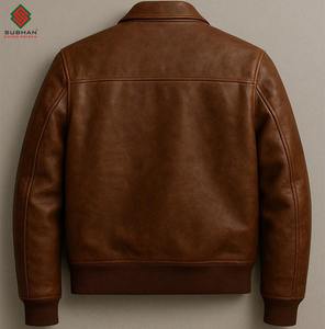 เสื้อแจ็คเก็ตบอมเบอร์หนังสังเคราะห์สำหรับผู้ชาย สีน้ำตาลดำ หนังวัวแท้แบบฟูลเกรน ซับในแบบควิลท์ ขนาดสั่งตัดได้ XS-6XL สำหรับฤดูหนาว สไตล์ลำลอง - Product Image 2