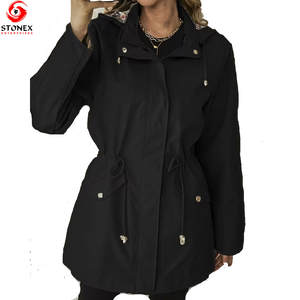 Veste coupe-vent longue à capuche imperméable et à séchage rapide pour femmes grandes tailles, fermeture éclair respirante, couleurs personnalisées OEM, vêtements d'hiver - Product Image 6