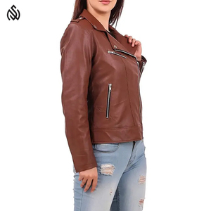 Chaqueta de cuero de Invierno para mujer Chaqueta de cuero OEM personalizable con relleno de algodón transpirable para uso en exteriores - Product Image 3