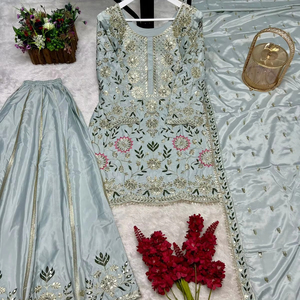 Traje de Salwar Kameez, diseñador indio paquistaní, nuevo diseño superior, cuello bordado, traje de Eid Salwar Kameez para mujer, listo para usar - Product Image 1