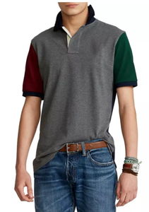 ผ้าฝ้าย100% ตาข่ายเสื้อโปโล HEATHER สีเทาแขนสั้นหลาย - Product Image 6