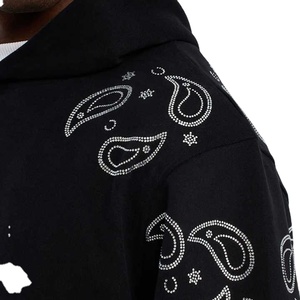 La mayoría de las tendencias personalizables 100% algodón sudaderas con capucha para hombres bordado de diamantes de imitación de gran tamaño técnicas de lavado de invierno - Product Image 4