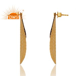 Latest Selling Sterling Silver 18K Gold Plated & <b>Black</b> Rhodium Plated Leaf Design Dangle <b>Earring</b> Demi Fine Jewelry <b>For</b> <b>Women</b> - Product Image 4