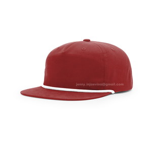 Sombreros de cuerda de béisbol de corona alta con pico plano de alta calidad, parche con logotipo personalizado, gorra deportiva de nailon de poliéster en blanco, fábrica de Vietnam - Product Image 1