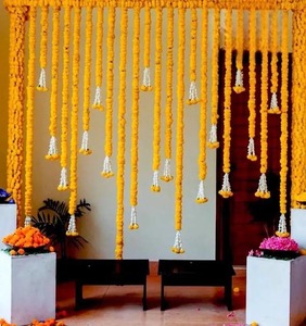 Marigold Haldi Set avec Lily pour Pole Décoration Guirlandes et couronnes de mariage pour Pooja Mehndi But décoratif - Product Image 2