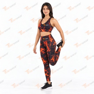 Tiierwear Women's Solid Yoga Set 2-Piece High Waist <b>Leggings</b> <b>Crop</b> Top Racerback Sports Bra Breathable Spandex/Nylon Activewear - Product Image 3