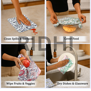 Toalla de Cocina Multiusos de Algodón RIDHI, Colorida, Estampada a Mano, de Secado Rápido, Suave, Absorbente, Ecológica, Reutilizable, Tamaños Personalizados - Product Image 3