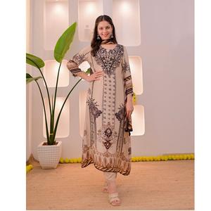 Nouvelle arrivée, costume pakistanais Maslin de qualité supérieure avec un véritable travail de miroir, Salwar Kameez de designer pour la vente à l'exportation - Product Image 1