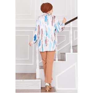 Automne printemps été Satin tunique brodé Logo XL taille coupe ample Style de mode haute qualité tissu respirant impression pour les femmes - Product Image 1