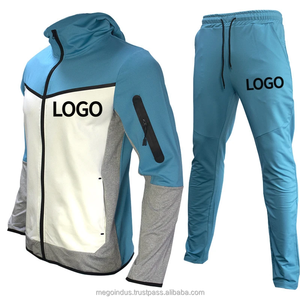 ชุดกีฬา2ชิ้นสำหรับผู้ชาย, ชุดวอร์มเนื้อผ้าโพลีเอสเตอร์/ ผ้าฝ้ายมีฮู้ดมีซิปและกางเกงวอร์มกลางแจ้งระบายอากาศได้ดีแห้งเร็ว - Product Image 2