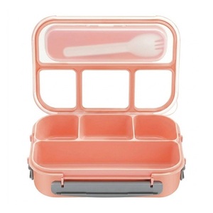 Lonchera Bento Simple de 4 Compartimentos, Hermética, Portátil, con Tapa de Plástico Reutilizable, Libre de BPA, Multifuncional, para Niños y Adultos, de un Solo Nivel - Product Image 5