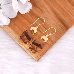 Pendientes Étnicos de Latón con Piedra de Jaspe Malinga, Joyería Tribal Hecha a Mano, Pendientes Colgantes de Latón de Alta Calidad, Pedido al por Mayor - Product Image 3