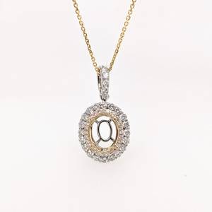 Plata de Ley 925, Impresionante Dije Semi-Montado con Doble Halo, Ovalado de 9x7mm, para Gemas Personalizadas, Accesorios para Diseño de Joyería - Product Image 1