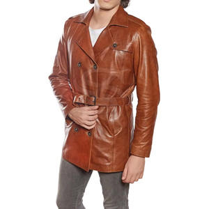 Classic Fit Men Leather <b>Coat</b> Featuring Soft Durable Texture For Warm Winter Use And Modern Style Available - Product Image 6