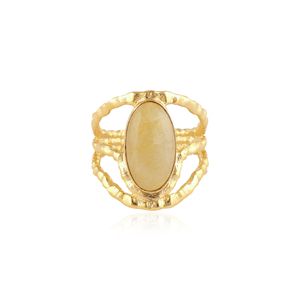 Anillo de latón al por mayor, anillo de banda ajustable de rutile dorado genuino, textura de diseñador, chapado en oro de 18k, anillos de moda para mujer - Product Image 1