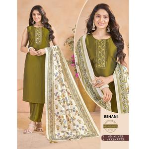 ชุดมารุติแฟชั่น 3 ชิ้น ชุดคุर्ติผ้าไหมทรงตรงยาวสำหรับผู้หญิง ลายดอกไม้ดิจิทัล ผ้าคลุมไหล่แบบดั้งเดิม สไตล์ลำลอง สำหรับงานแต่งงาน - Product Image 1