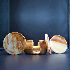 Dessous de verre en marbre lourd avec base antidérapante Tapis de table de protection et tampons d'Inde pour la protection contre la chaleur de condensation - Product Image 5