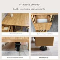 Ensemble de table à manger pliante en bois massif avec 6 chaises, gain de place, armoire de rangement extensible, meubles de cuisine pour petits appartements, OEM