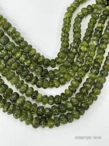 ลูกปัดเวโซไนต์สีเขียวธรรมชาติทรงฟักทอง ขนาด 17 นิ้ว ขนาด 8-10 มม. - Product Image 4