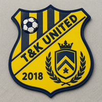 Patch PVC OEM 3D à coudre ou thermocollant, motif bouclier, bande diagonale jaune marine, couronne de lauriers, pour maillot, veste, chapeau de club de football