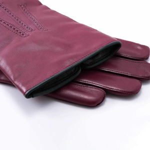 Nouvelle saison d'hiver en plein air respirant Style uni couleur bordeaux gants d'habillage en cuir souple véritable pour garder au chaud - Product Image 2