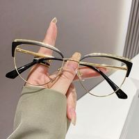 Nuevo Diseño de Monturas de Gafas Ópticas Metálicas con Diseño Animal para Mujer, Montura con Diamantes, Lentes Fotocromáticas que Cambian de Color, Bloqueo de Luz Azul
