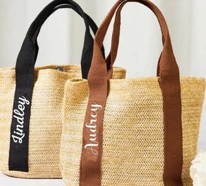 Personalized Bridesmaid Tote <b>Bag</b>, <b>Christmas</b> <b>gifts</b>, Custom Straw <b>Bag</b> Bride <b>Bag</b>, <b>Gifts</b> for Her, Party <b>Bag</b> - Product Image 3