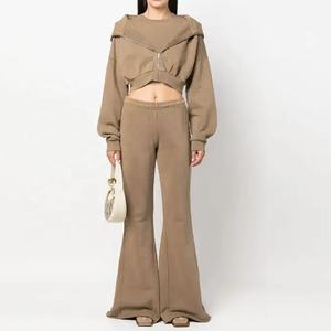 Pantalon de survêtement évasé élastique et respirant pour femmes, nouveau style éponge, taille plus, pantalon de survêtement pour femmes - Product Image 3