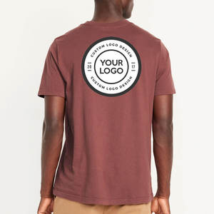 T-shirt pour homme en coton 100% uni bleu personnalisé avec logo OEM en gros - Product Image 5