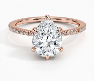 Bague de fiançailles solitaire taille poire céleste avec halo pavé pour femme, style romantique et minimaliste, diamants de laboratoire - Product Image 2