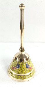 Brass Engraved <b>Hand</b> Bell Green Color <b>Hand</b> Engraved Latest Design Customize Modern Brass <b>Hand</b> Bell New Design Indian Supplier - Product Image 4
