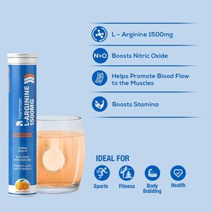 Tangy Orange Flavored L-Arginine 1500mg Effervescent <b>Tablets</b> Stamina Boost Energy Support Powder for Adults Teenagers - Product Image 2