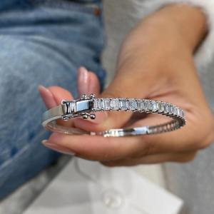 Estilo de moda IGI certificado VVS Esmeralda laboratorio cultivado diamante chapado en oro 925 pulsera de plata esterlina joyería de lujo de moda fina - Product Image 6