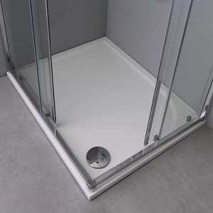 Mampara de Ducha Transparente de Perfil Plano Ferrara con Dos Puertas Corredizas 80x100 - Conjuntos de Baño - Product Image 4