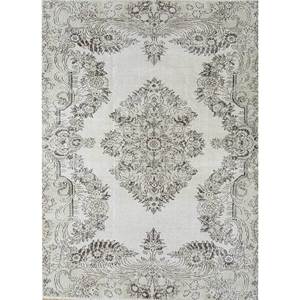 Tapis en laine noué à la main beige-brun vintage pour la maison - Idéal pour salon, couloir, entrée, chambre d'adolescent - Motif médaillon rectangulaire en puzzle - Product Image 1