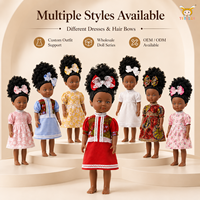 Poupée africaine TUSALMO de 14 pouces, noire, en vinyle souple, cheveux bouclés, pour filles, cadeau de fête, possibilité de personnaliser les vêtements, emballage OEM ODM