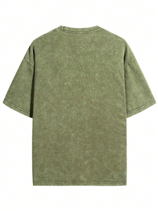 T-shirt imprimé pour hommes lavé à l'acide Tendance Vêtements de fitness vierges 100% Tissu tricoté en coton doux Fabriqué au Pakistan - Product Image 4