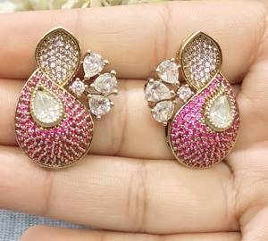 Moissanite Mehandi de moda Tops y pendientes de tuerca Sku AE 166 BG/ - Product Image 4