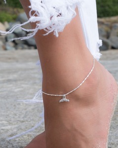 Bracelet de cheville en forme d'ailes de sirène, bijou de corps bohème hippie fait main, en argent sterling 925, avec breloque sculptée, tendance - Product Image 2