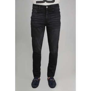 Jean décontracté vintage pour homme JONATHAN à taille haute, coupe skinny droite, couleur foncée, tricoté, avec logo personnalisé, idéal pour l'hiver - Product Image 1